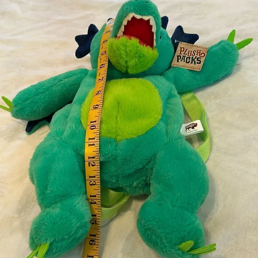 Backpack Dragon Dinosaur Plush Soft Textured Green